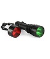 Taktisk LED lommelygte - rødt/grønt filter, genopladelig, IP68