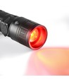 Taktisk LED lommelygte - zoom + rødt lys, genopladelig, IP66