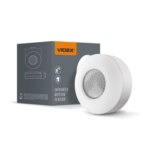PIR sensor til loft/væg, 360° - 1200W, IP20, hvid, rækkevidde 2-8m
