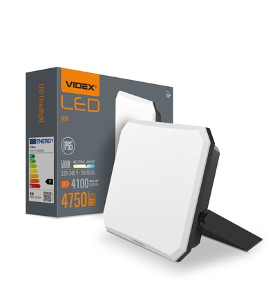 50W LED projektør - 4100lm, IP65, sort, udendørs, 5000K neutral hvid