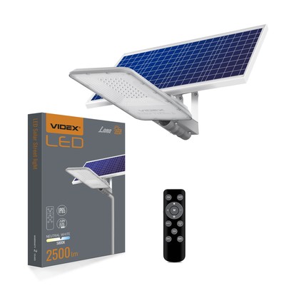 LED Solcelle gadelampe - 2500 lumens, Inkl. fjernbetjening, solcelle, IP65