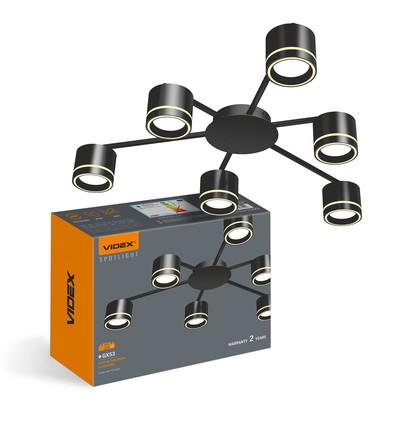 GX53 loftlampe til 6 pærer - Sort, IP20, jern, 180W, indendørs, uden lyskilde