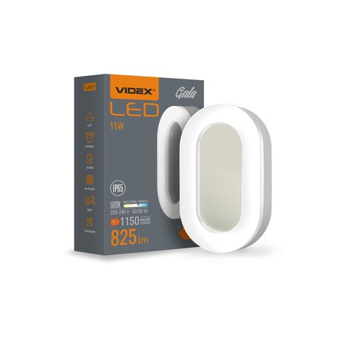 Oval Sensor Væglampe m/PIR – 11W, IP65, IK07, 5000K, Hvid