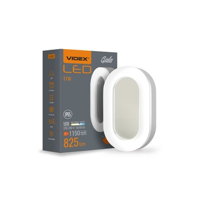 11W Oval sensor væglampe - PIR sensor, 5000K, IP65, 825lm