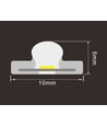 5m 9W/m vandtæt slim COB strip - 230V, IP67, 296/m LED, tape på bagsiden, op til 50m