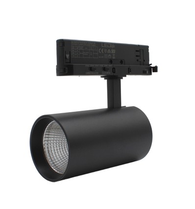 28W 3-faset RA90 CCT justebar skinnespot - 110lm/W, Sort, Justerbar CCT + lysstyrke, Flicker free