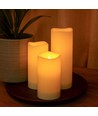9-pak LED Udendørs bloklys, inkl. fjernbetjening, Ø5,5cm - Højde: 13/15/17,5cm, Batteri, timerfunktion, trådløs, tåler vand