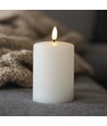LED Bloklys 10cm høj, smelte-look, flammeeffekt - Ø7,5cm, 10cm høj, virker m. fjernbetj (ikke inkl.), ægte stearin