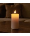 LED Bloklys 10cm høj, flammeeffekt, hvid - Ø5cm, 10cm høj, virker m. fjernbetj (ikke inkl.), timer, ægte stearin