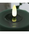 LED Bloklys 10cm høj, smelte-look, flammeeffekt - Ø7,5cm, 10cm høj, virker m. fjernbetj, ægte stearin, Dyb grøn