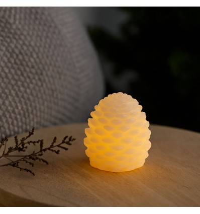 LED Kogle lys, blinkende flammeeffekt, hvid - Højde 8cm, Ø6cm, ægte stearin