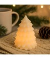 LED Juletræ lys, blinkende flammeeffekt, hvid - Højde 9,5cm, Ø7cm, ægte stearin