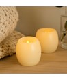 2-pak LED Kugle stearinlys, flammeeffekt - Ø5cm, 6cm høj, ægte stearin