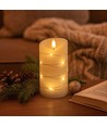 LED Bloklys med lyskæde, 15cm høj, flammeeffekt - Ø7,5cm, 15cm høj, virker m. fjernbetj (ikke inkl.), ægte stearin