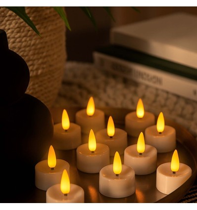 12-pak LED Fyrfadslys med flot flammeeffekt - Kommer komplet med batterier, klar til brug