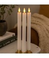 3-pak hvide LED stearinlys, flammeeffekt - Ø2,2cm, Højde: 24,5cm, stagelys, inkl. fjernb., timer, batteri