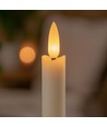 3-pak hvide LED stearinlys, flammeeffekt - Ø2,2cm, Højde: 24,5cm, kronelys, inkl. fjernb., timer