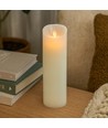 LED XL Bloklys 30cm høj, flammeeffekt, hvid - Ø10cm, 30cm høj, virker m. fjernbetj (ikke inkl.), timer, ægte stearin