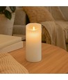 LED XL Bloklys 22,5cm høj, flammeeffekt, hvid - Ø10cm, 22,5cm høj, virker m. fjernbetj (ikke inkl.), timer, ægte stearin