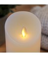 LED XL Bloklys 22,5cm høj, flammeeffekt, hvid - Ø10cm, 22,5cm høj, virker m. fjernbetj (ikke inkl.), timer, ægte stearin