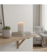 LED Bloklys 12,5cm høj, flammeeffekt, hvid - Ø7,5cm, 12,5cm høj, virker med fjernbetj, timer, ægte stearin