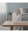 LED Bloklys 17,5cm høj, smelte-look, flammeeffekt - Ø7,5cm, 17,5cm høj, virker m. fjernbetj (ikke inkl.), timer, ægte stearin