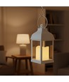 LED lanterne - Hvid, firkantet, batteri, IP54 indendørs/udendørs