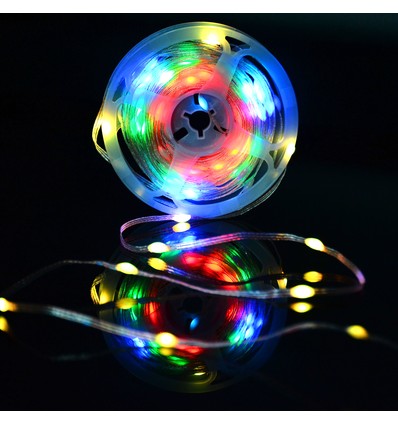 5m RGBIC LED lyskæde - 5V USB, 50 LED, klar ledning, fjernbetjening + bluetooth