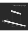 Vt-7-35 LED lampe 36W - lineær hængende suspenderet, Samsung, diffusorplade type 3i1 hvid