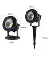 12-24V LED havelampe - 11W, sort, spyd, 800 lm, IP65