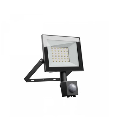 30W projektør med sensor - IP44, Sort, arbejdslampe, PIR sensor