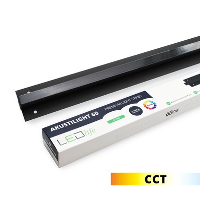LED sort Troldtekt Skinne 60 cm, CCT - 30W, Akustilight, Planforsænket, 24V