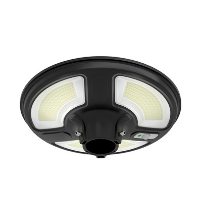 10W Solara LED havelampe med sensor - IP65, 1500lm, sort, rund, inkl. fjernbetjening og timer