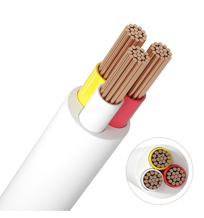 12-24V CCT kabel, hvid rund - 3 x 0,5 mm2, metervare, min. 5 meter