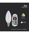5 stk. RGB+CW E14 pære - RF fjernbetjening, dæmpbar