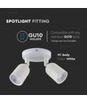 2xGU10 Væg/loftmonteret spot - Hvid, IP20 indendørs, uden lyskilde