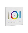 3-i-1 vægcontroller til RGB / RGBW / RGB+CCT - 12V-24V, RF 2.4GHz, 86x86mm, hvid, touch panel