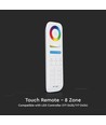 8-zoners fjernbetjening til LED - 3V, hvid, touch farvehjul, 2.4GHz, passer til LED strips