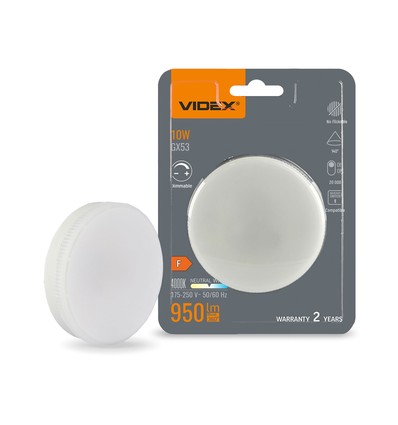 GX53 10W dæmpbar LED pære - 950lm, 4000K, 140 grader
