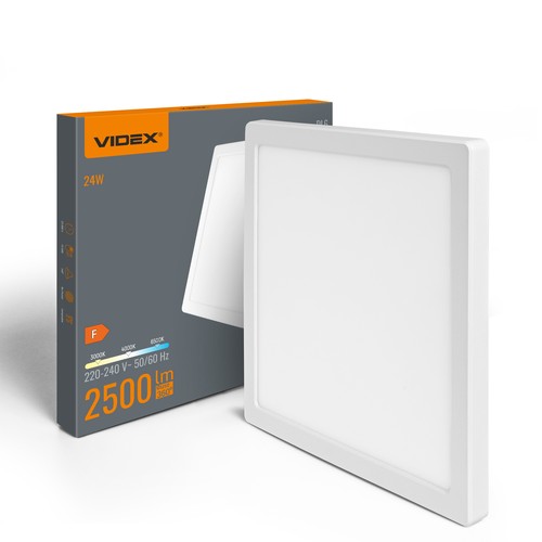 24W LED loftslampe, 3-i-1 CCT - 2500lm, 29,2 x 29,2cm, hvid kant, indbygnings- eller påbygningspanel