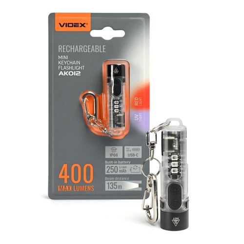 Mini LED nøgleringslygte - UV + rødt lys, genopladelig, IP66