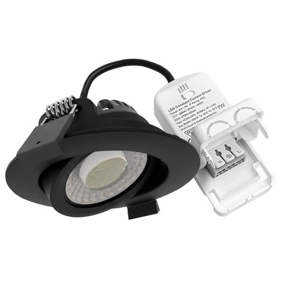 7W Ø8,3cm DimToWarm+CCT indbygningsspot dæmpbar RA96 - Hul: Ø6,8 cm, Mål: Ø8,3 cm, Sort, hvid kant