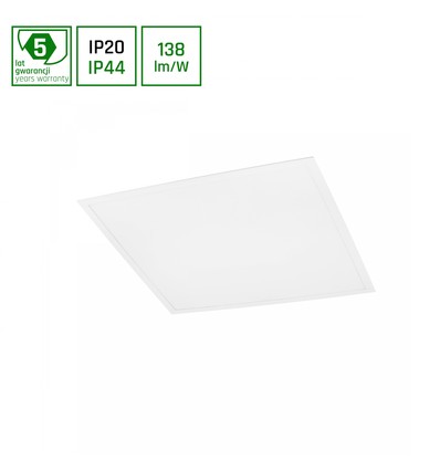 60x60 LED panel, 40W - 6000K, IP44, hvid kant, 5 års garanti