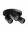 Rund loftlampe med 3 spots, GU10 - Sort, Ø22cm, IP20 indendørs, uden lyskilde