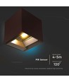9W LED Solcelle væglampe - IP65, CCT, 3 lyskulører, PIR-sensor, corten hus