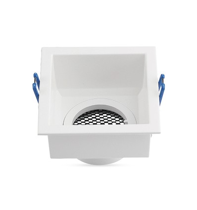 GU10 indbygningsspot, kvadratisk - Anti-glare, hvid, aluminium, Honeycomb, hul: 80x80mm, uden lyskilde