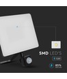 20W LED projektør med sensor og fast connector - 120lm/W, IP65, sort, 5 års garanti