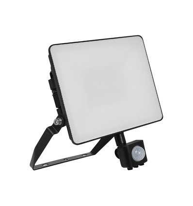 20W LED projektør med sensor - 120lm/W, IP65, sort, 3000K, PIR sensor