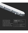 120cm 36W vandtæt komplet LED armatur med sensor - 120lm/W, IP65, mælkehvidt cover, rustfrie clips