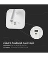 8W LED sengevæglampe med USB/PD opladning - CREE chip, 3000K, hvid, inkl. lyskilde